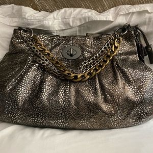 Coach Metallic Reptile Embossed Leather Hobo
